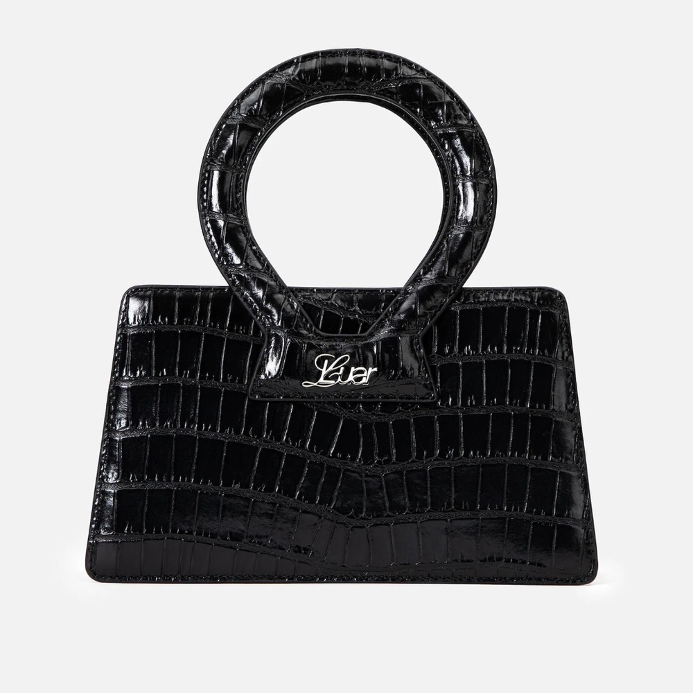 LUAR Black Croc Small Ana Bag